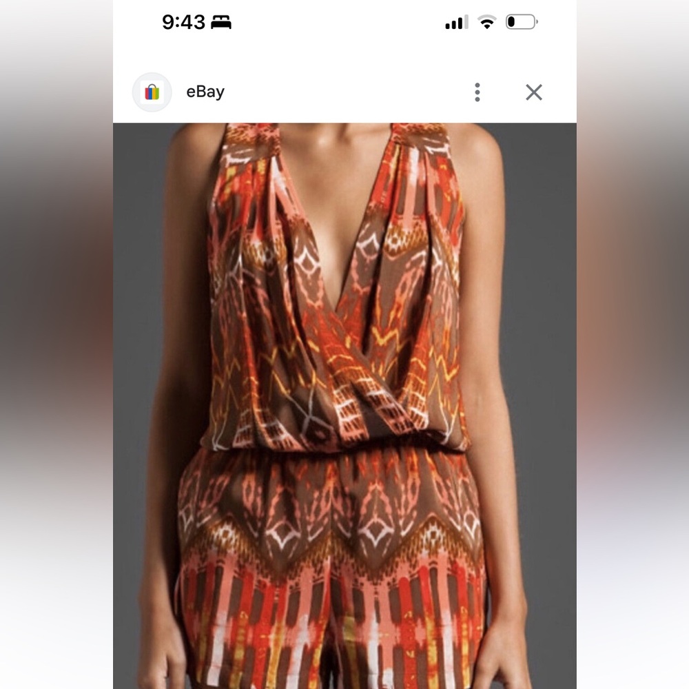 BCBGMAXAZRIA Women’s Silk Printed Coral Romper - XXS